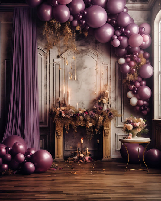 Purple Theme Birthday Party Backdrop