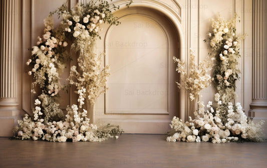 Ivory Floral Grandeur Theme Backdrop