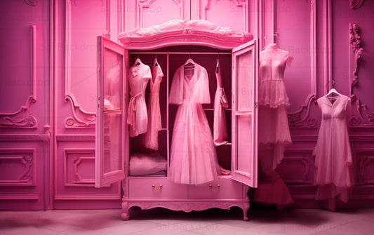 Monochrome Pink with Classic Wardrobe Fabric Backdrop
