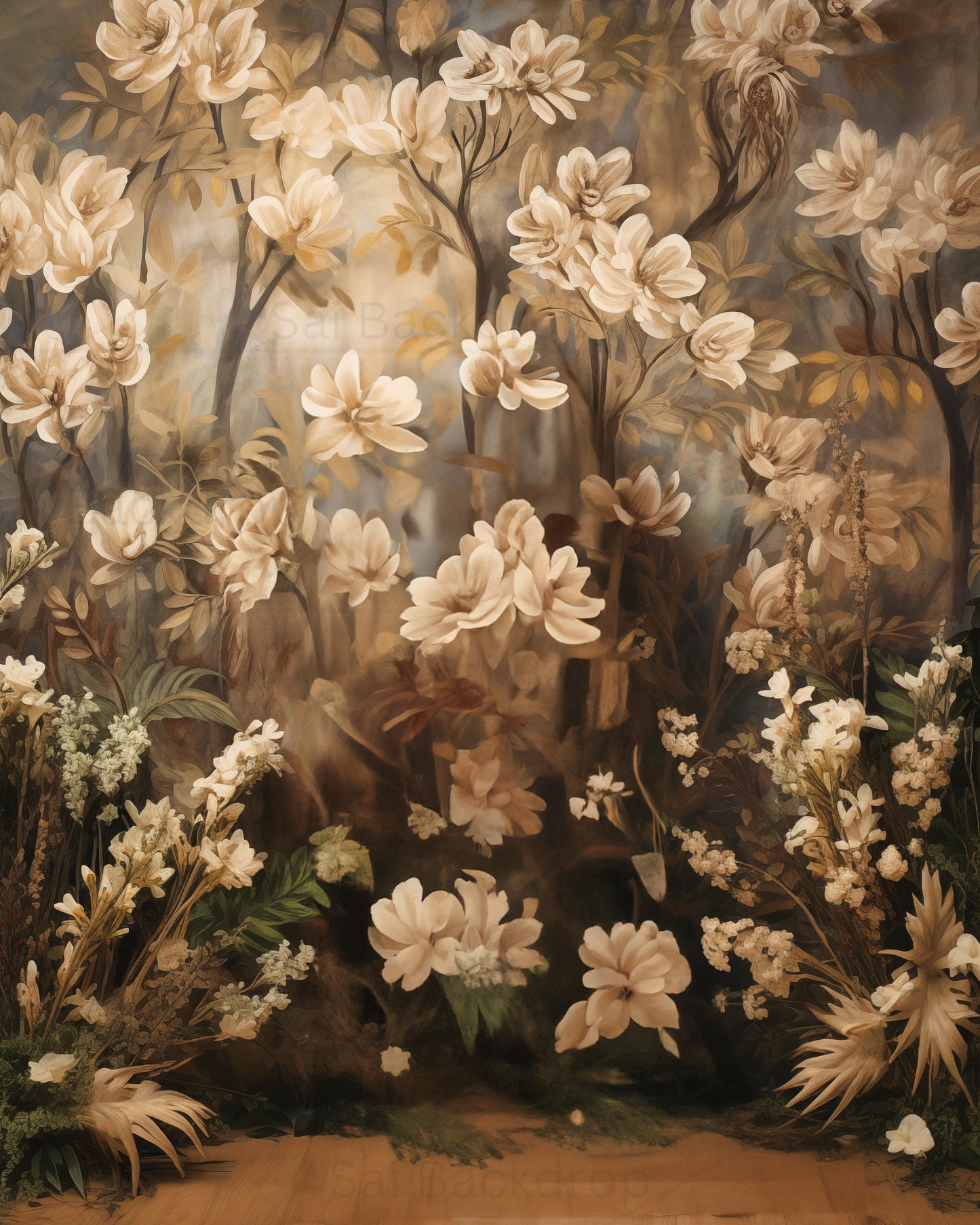 Vintage floral Wedding Theme Backdrop