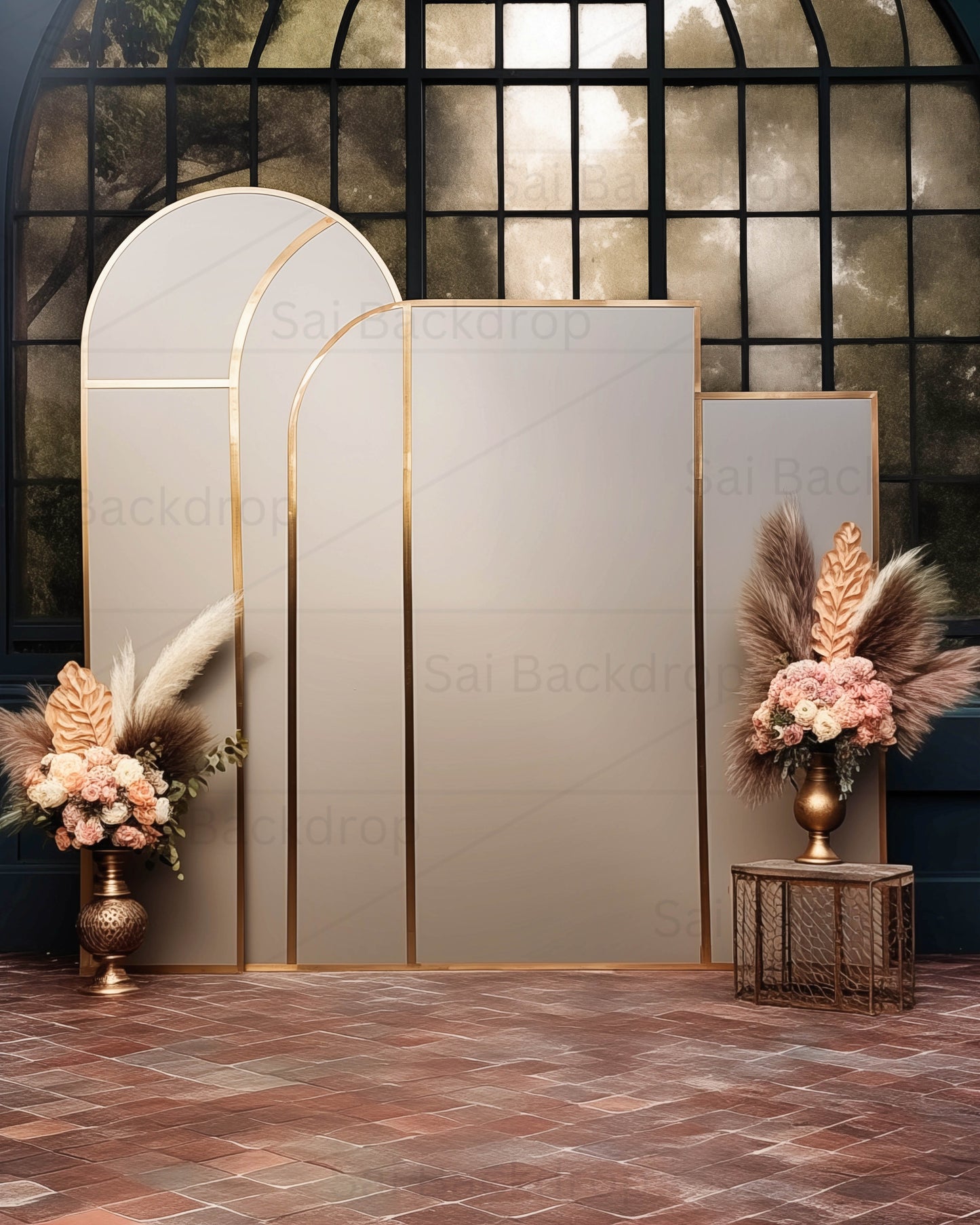 Triple Art Arch with Window Theme Backdrop