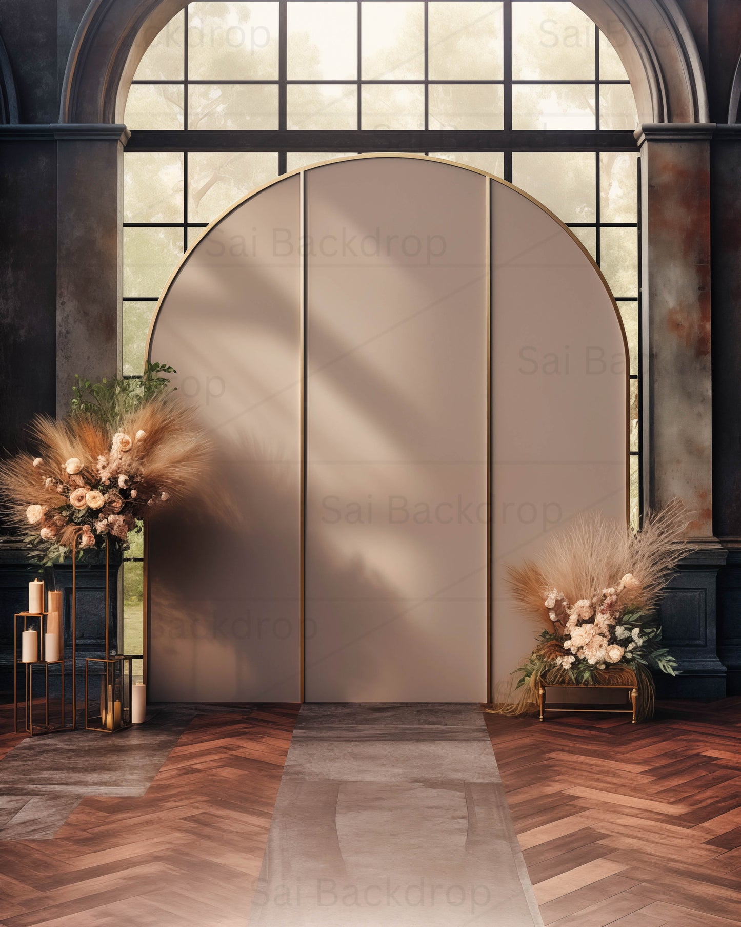 Large Window Back Art Arch Theme Backdrop