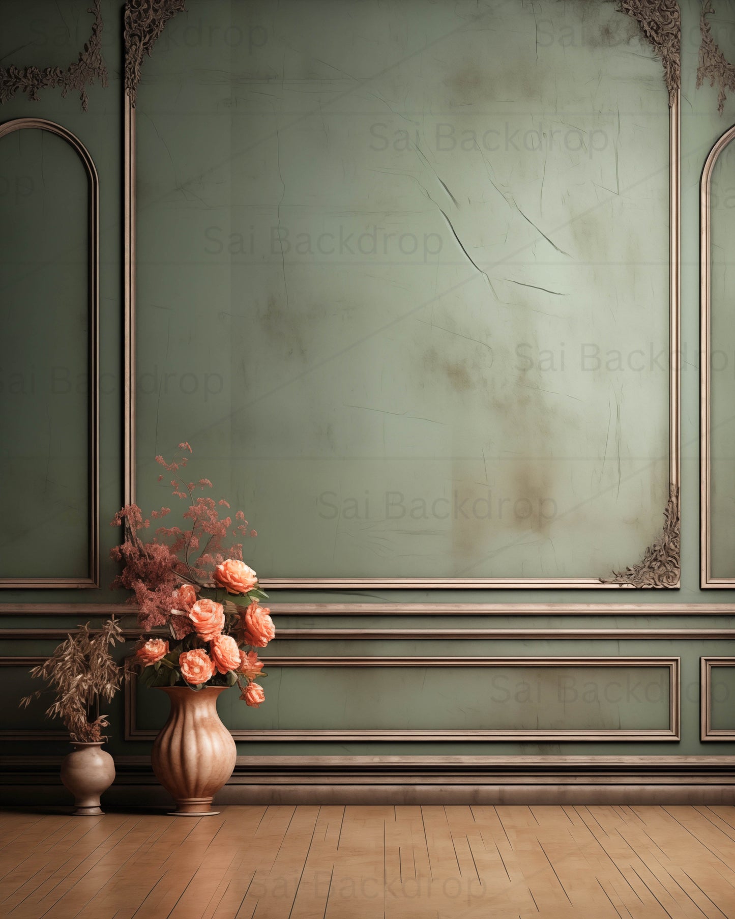 Green wainscoting Backdrop