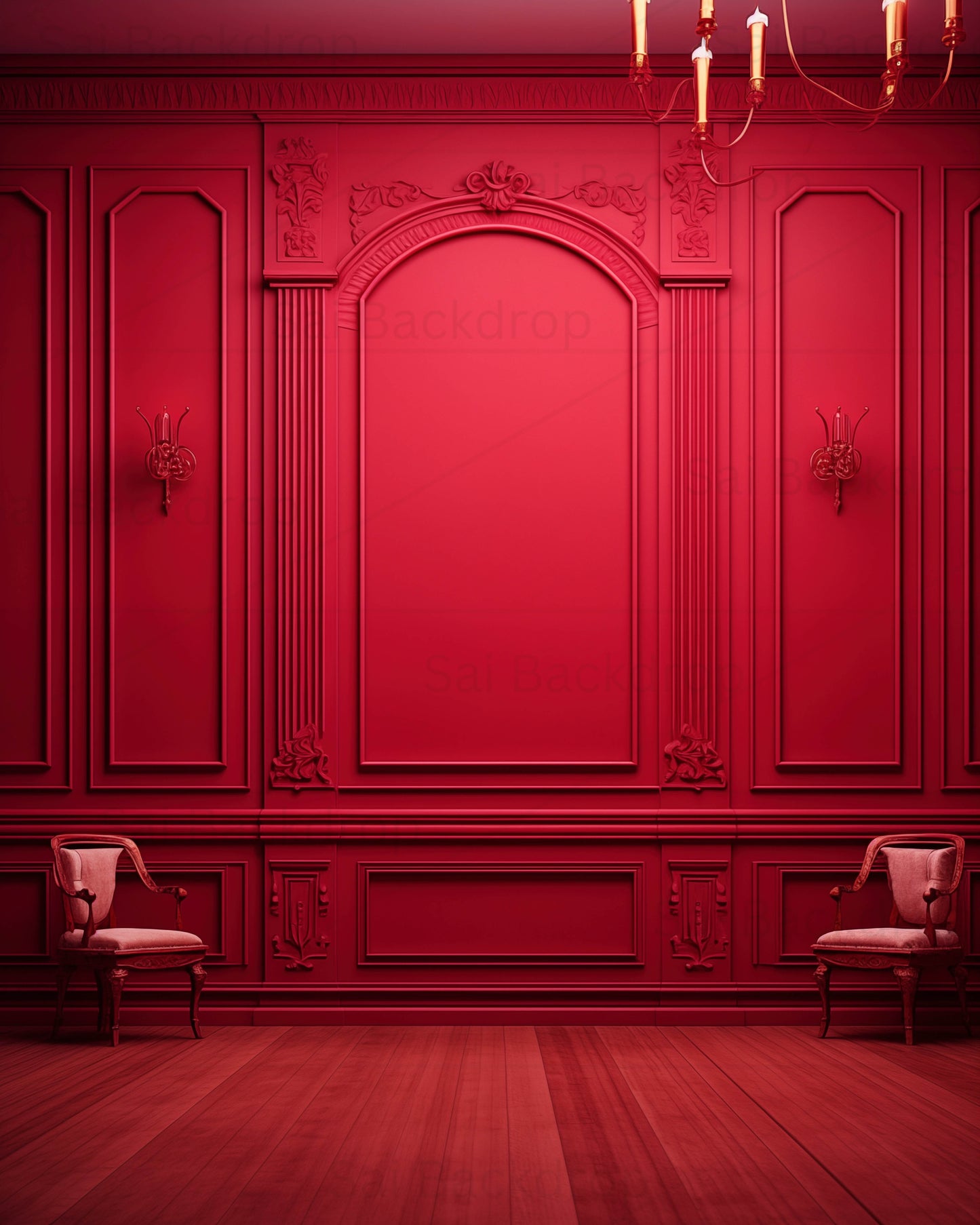 Red Wainscoting Backdrop