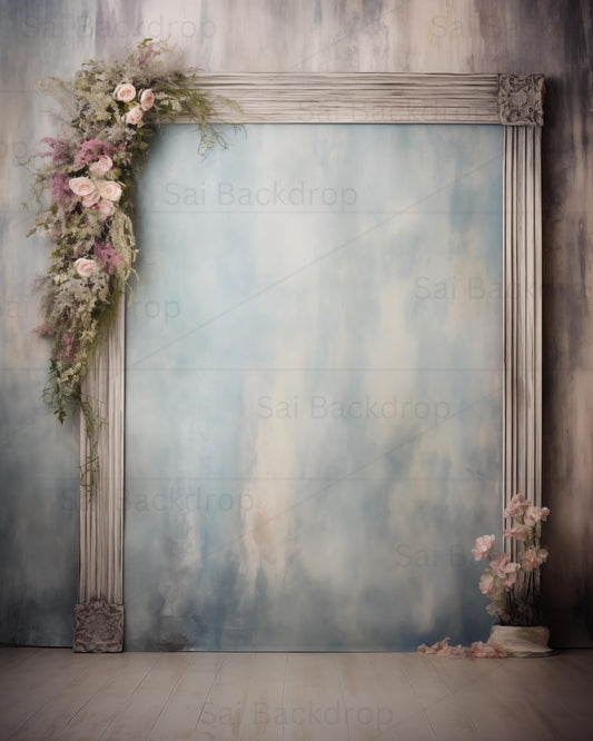 Floral Blue Abstract Theme Backdrop