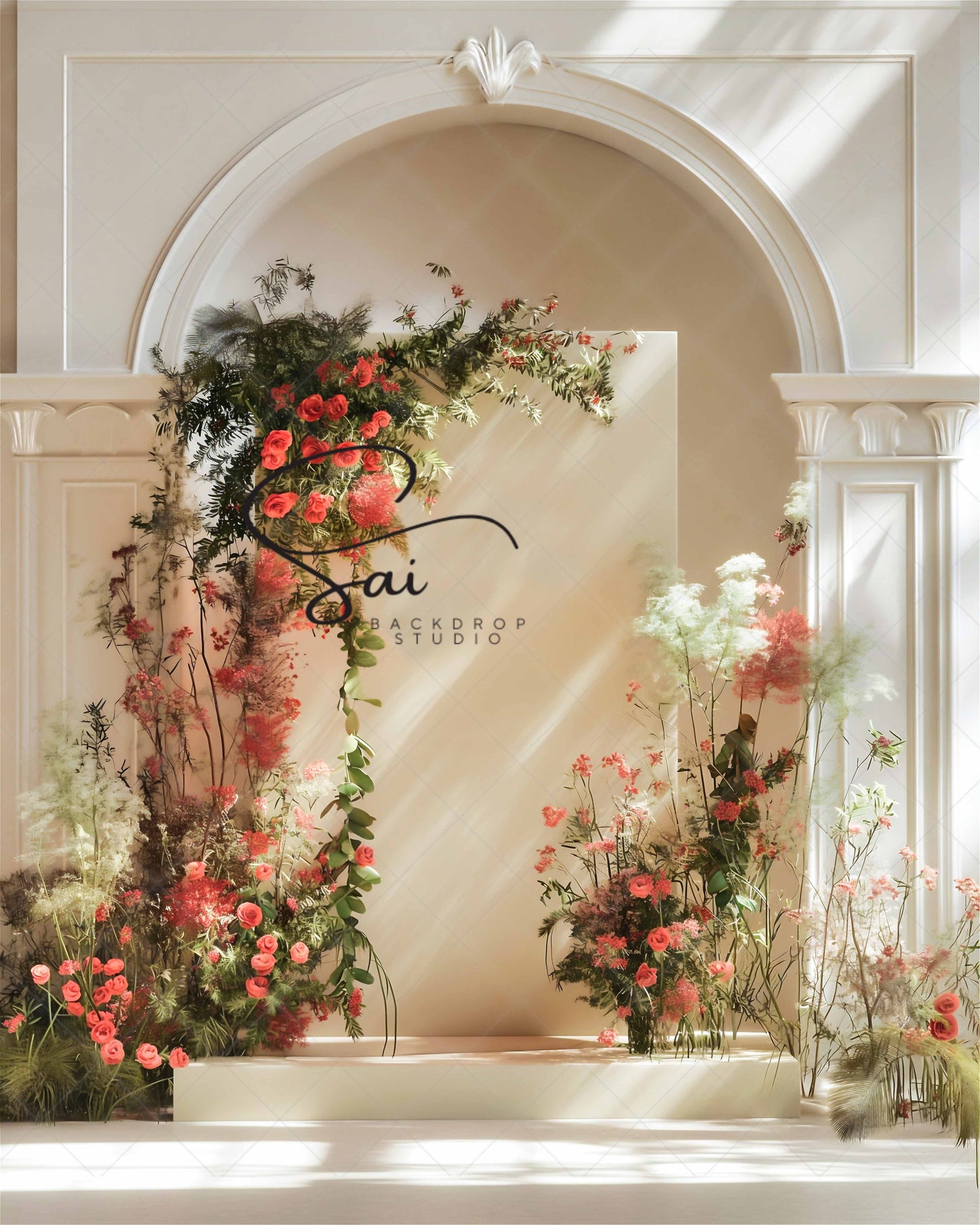 Bold Floral Statement Arch - Digital Backdrop - With Personal and Commercial License for Businesses