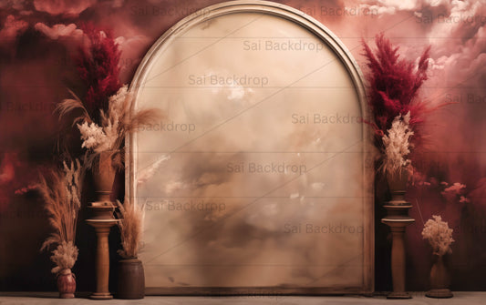 Crimson Sky Archway - Digital Backdrop - With Personal and Commercial License for Businesses