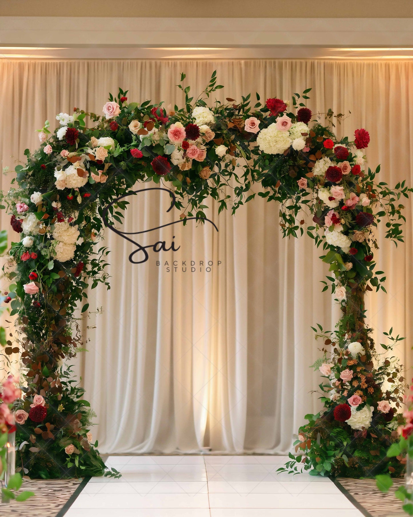 Floral Elegance Arch - Digital Backdrop - With Personal and Commercial License for Businesses