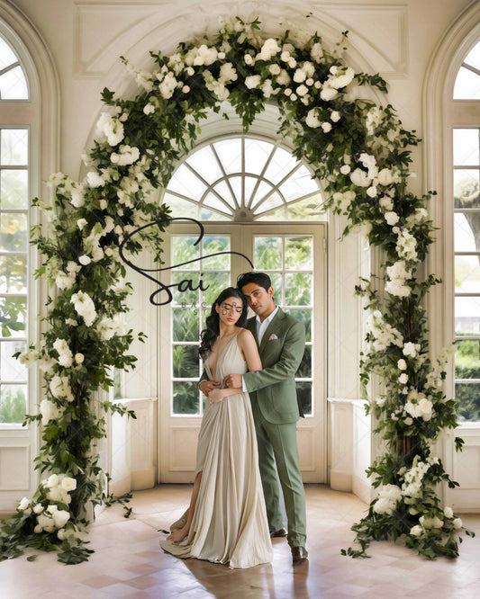 Grand White Floral Arch - Digital Backdrop - With Personal and Commercial License for Businesses