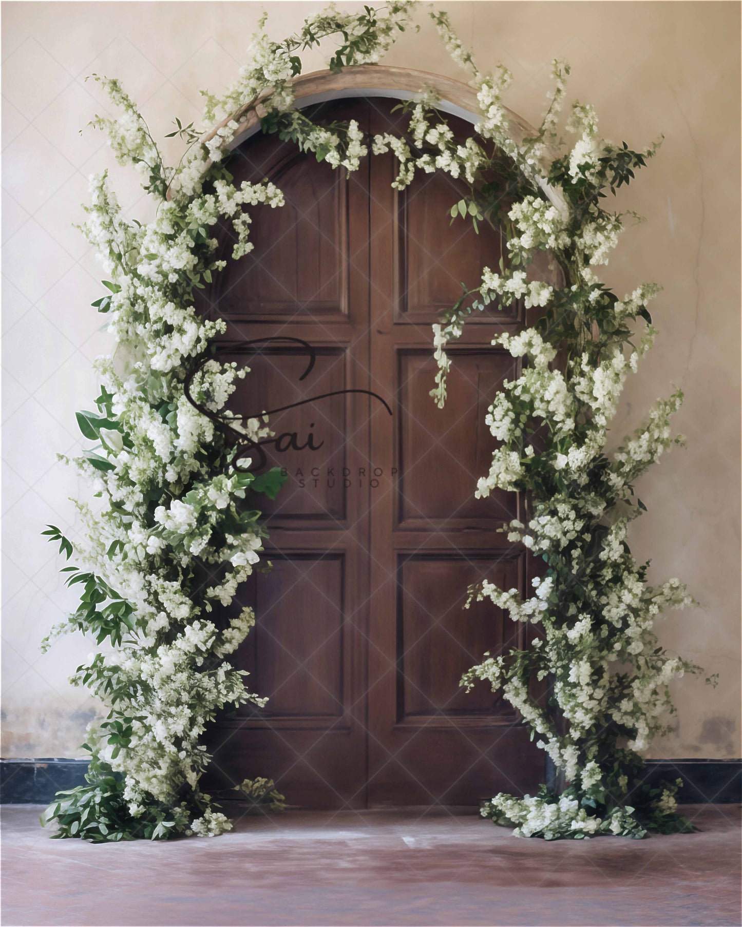 Vintage Door Floral Frame - Digital Backdrop - With Personal and Commercial License for Businesses