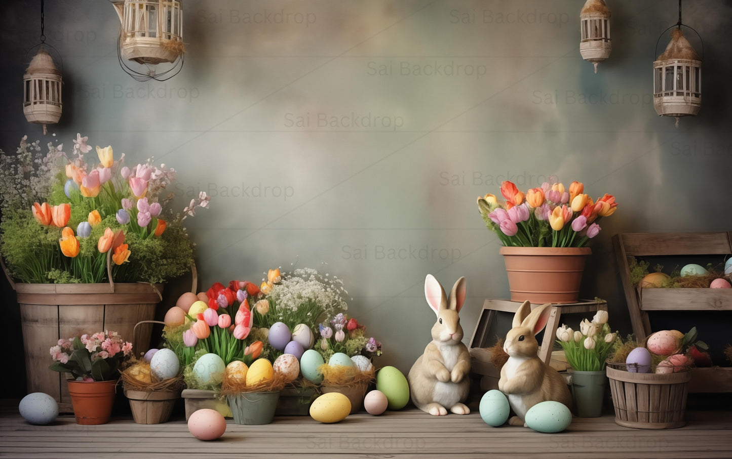 Easter Barn Fabric Backdrop