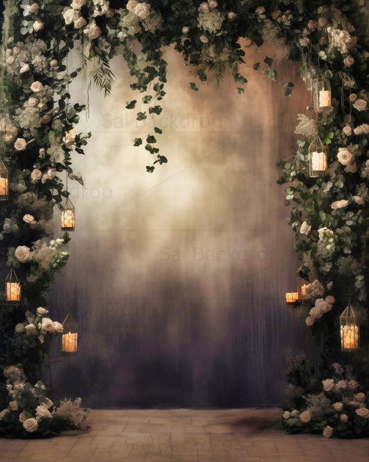 Floral Abstract Wedding Theme Backdrop