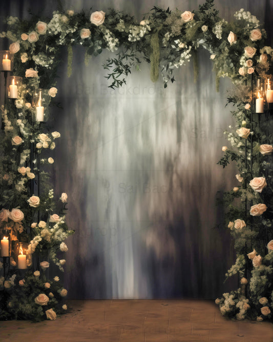 Floral Arch Abstract Wedding Theme Backdrop