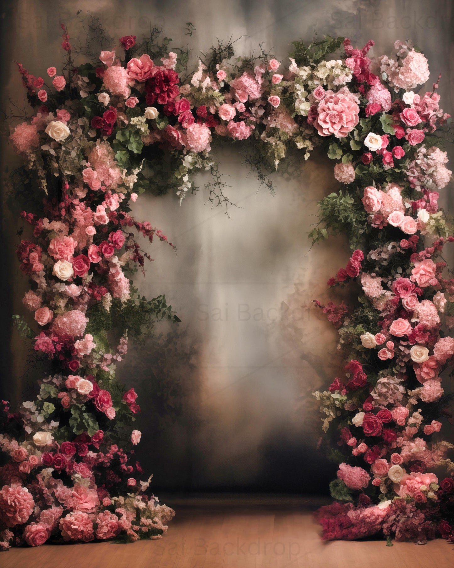 Wild Pink and white Floral Abstract Wedding Theme Backdrop