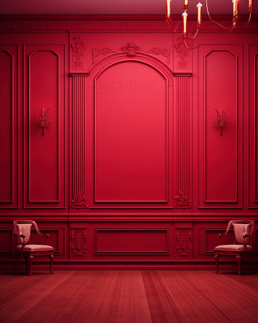 Red Wainscoting Backdrop